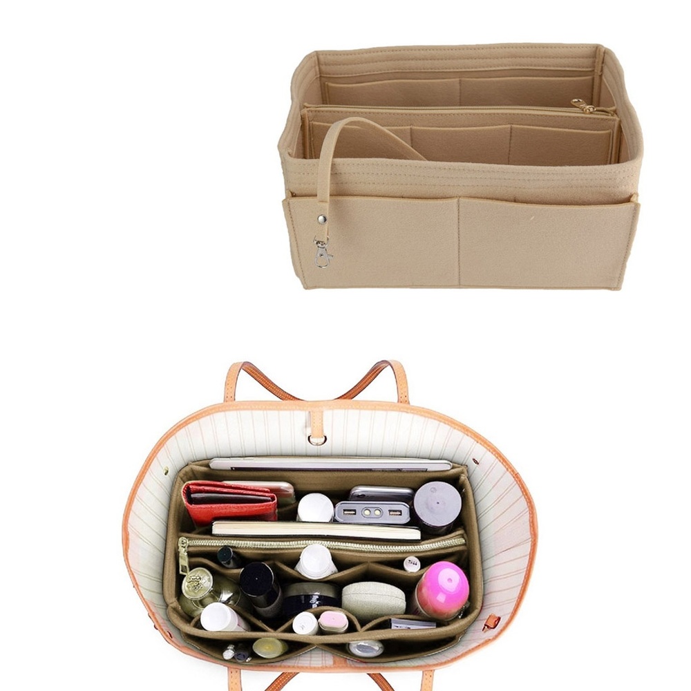 Felt Insert Bag Organizer Zipper Tote Bag In Bag